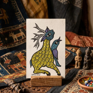 Handmade Tribal Deer & Bird Painting | Traditional Folk Art